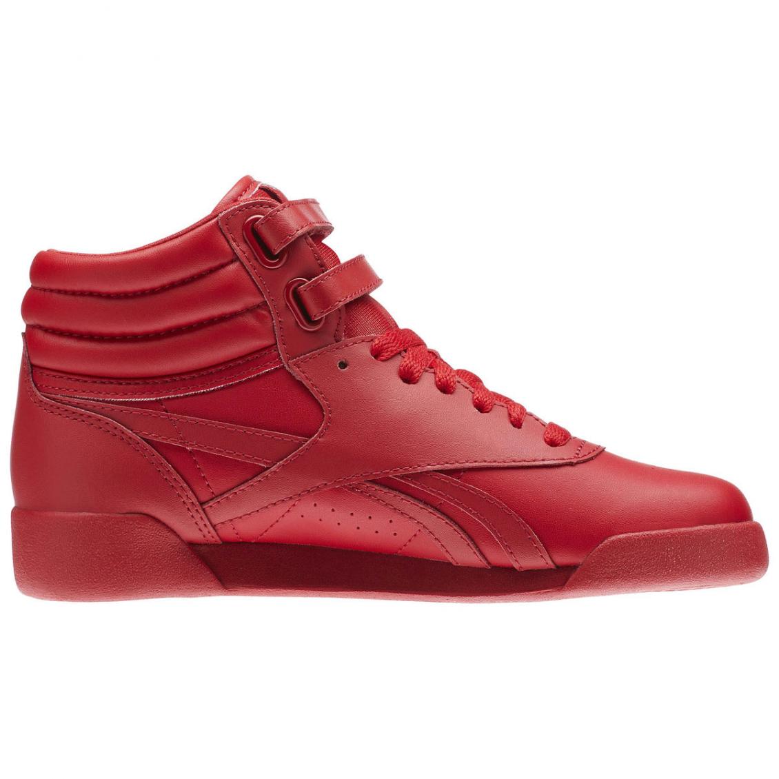Red – Reebok Freestyle Hi Kids Excellent Red / Silver / Gold