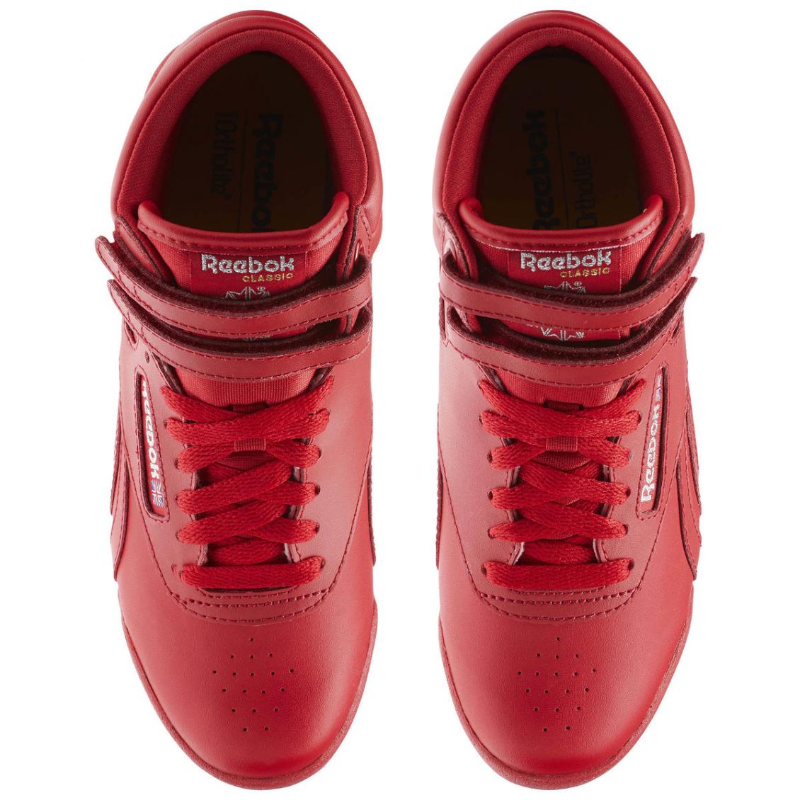Red – Reebok Freestyle Hi Kids Excellent Red / Silver / Gold